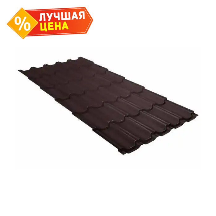 Металлочерепица Grand Line Kvinta plus (Квинта Плюс) 0,5 PurPro Matt RAL 8017 Шоколад | c 3D резом