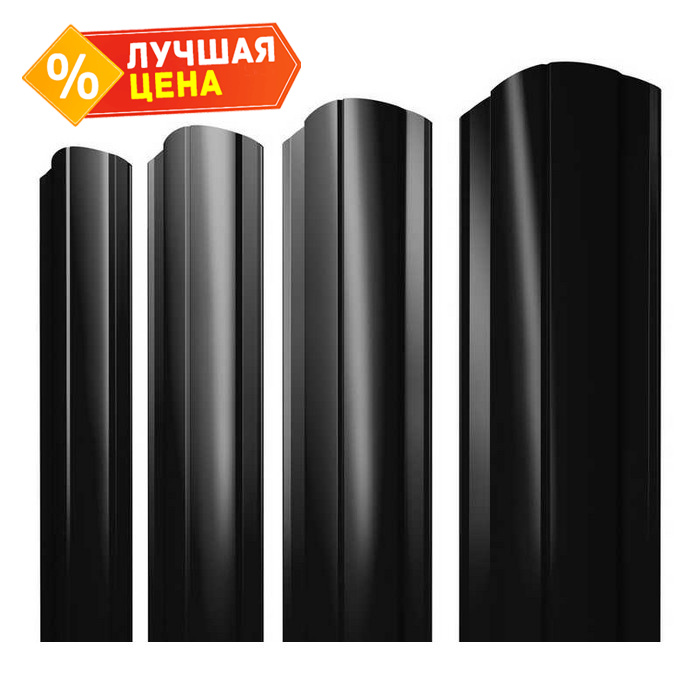 Штакетник Круглый фигурный Grand Line 0,45 Drap RAL9005