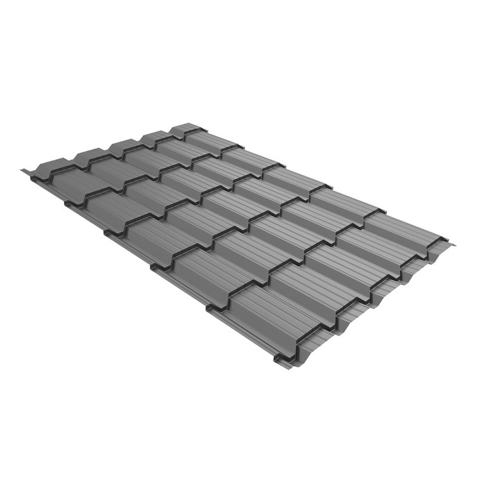 Металлочерепица Grand Line Верховье Quadro profi (Квадро Профи) 0,5 Satin RAL 9006бело-алюминиевый