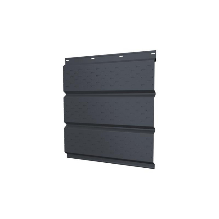 Софит металлический полная перфорация 0,5 PurLite Мatt с пленкой RAL7024 мокрый асфальт